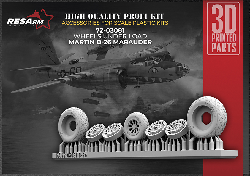 Additions (3D resin printing) 1/72 Wheels under load B-26 Marauder (RESArm)