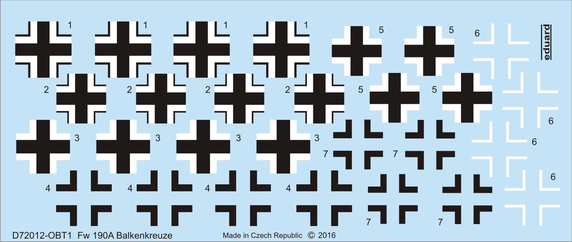 Decal 1/72 Fw 190A Balkenkreuze (EDU)