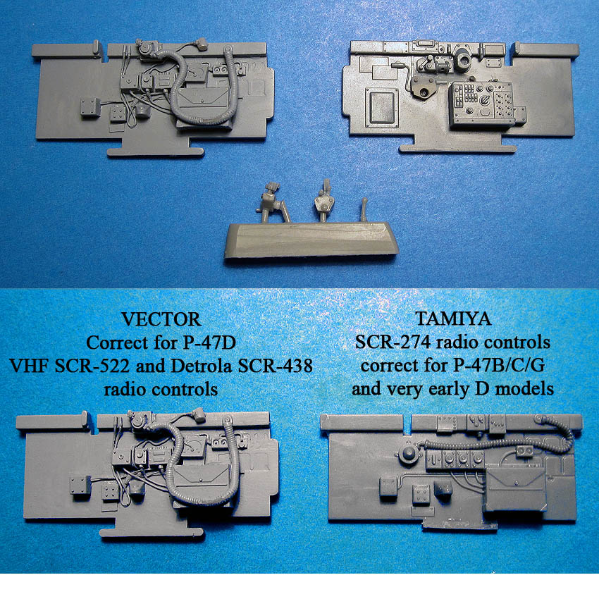 Additions (3D resin printing) 1/48 P-47D Thunderbolt Corrected Cockpit Sidewalls (for Tamiya) (Vector) 