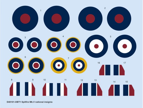 Decal 1/48 Spitfire Mk.V national insignia