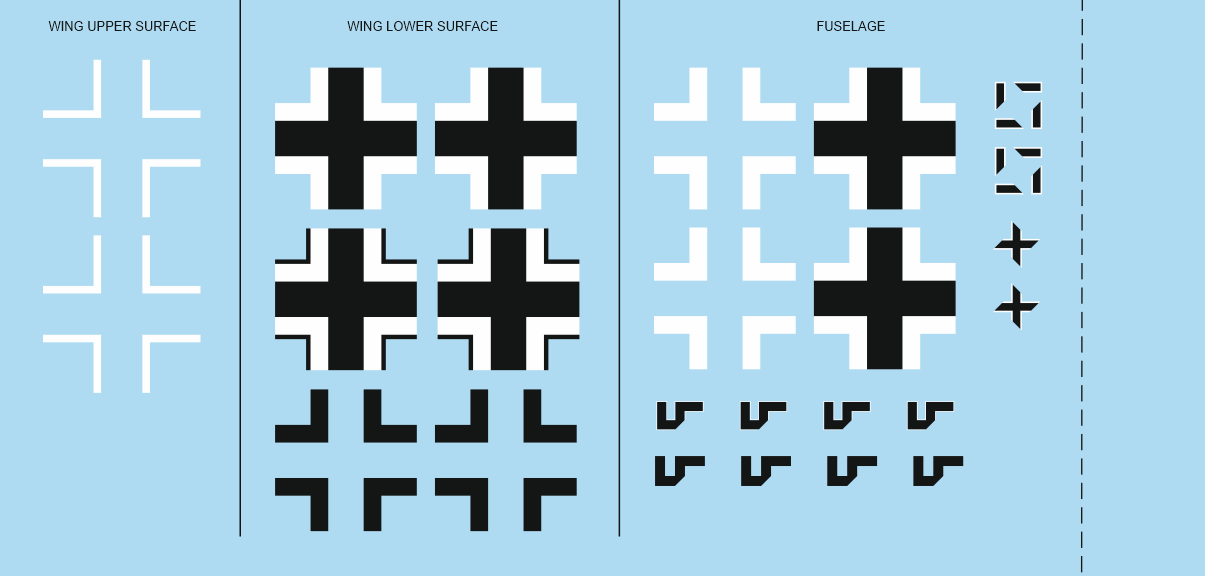 Decal 1/48 Bf 109G-6 national insignia (EDU)