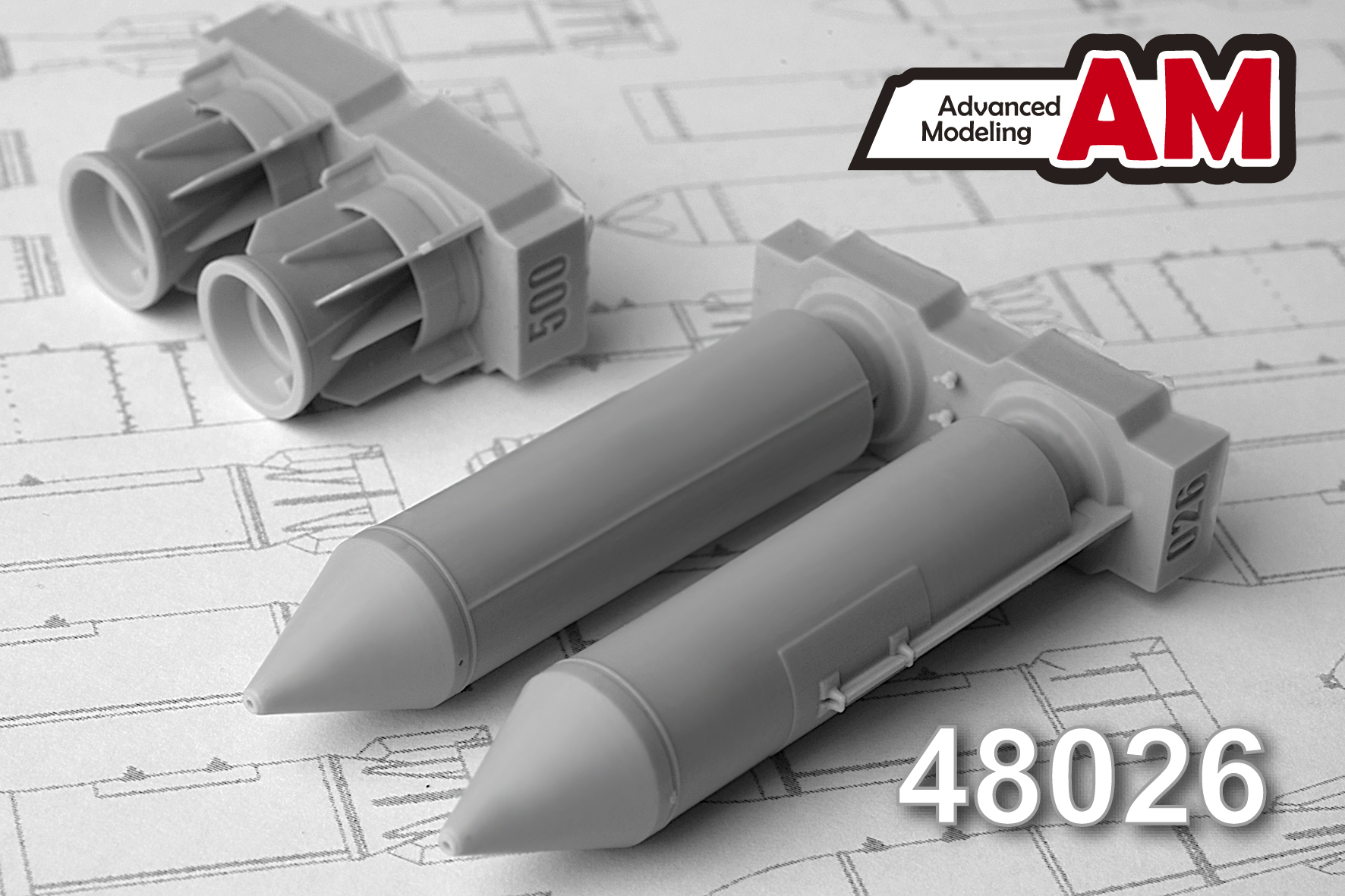 Additions (3D resin printing) 1/48 RBK-500 BETAB, 500 kg Cluster Bomb loaded with Concrete-Piercing Submunitions (Advanced Modeling) 