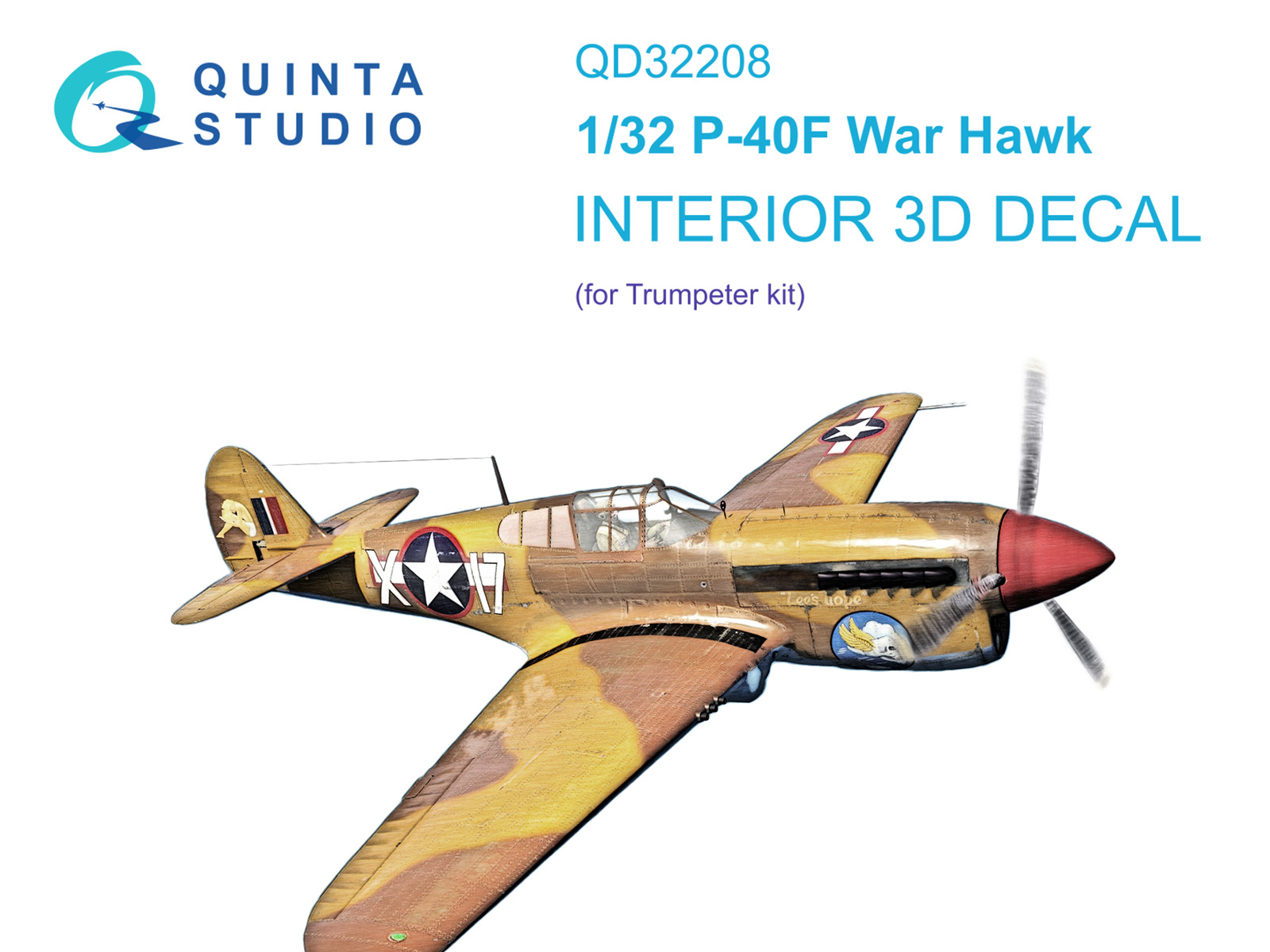 P-40F WarHawk 3D-Printed & coloured Interior on decal paper (Trumpeter)