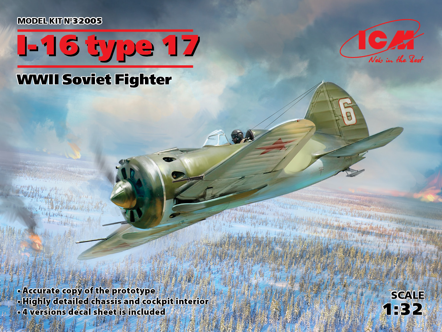 Model kit 1/32 I-16 type 17, Soviet Fighter WWII (ICM)
