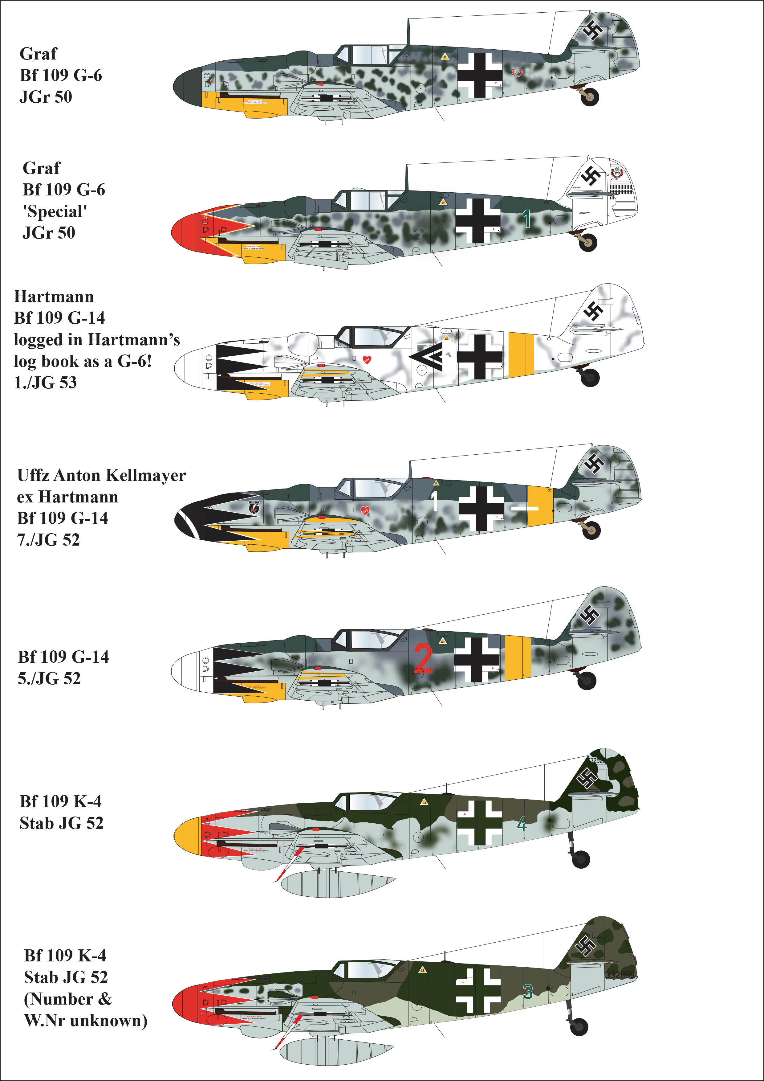 Decal 1/72 Tulip Messerschmitt Bf-109G-6/Bf-109G-14/Bf-109K-4 (Aims)