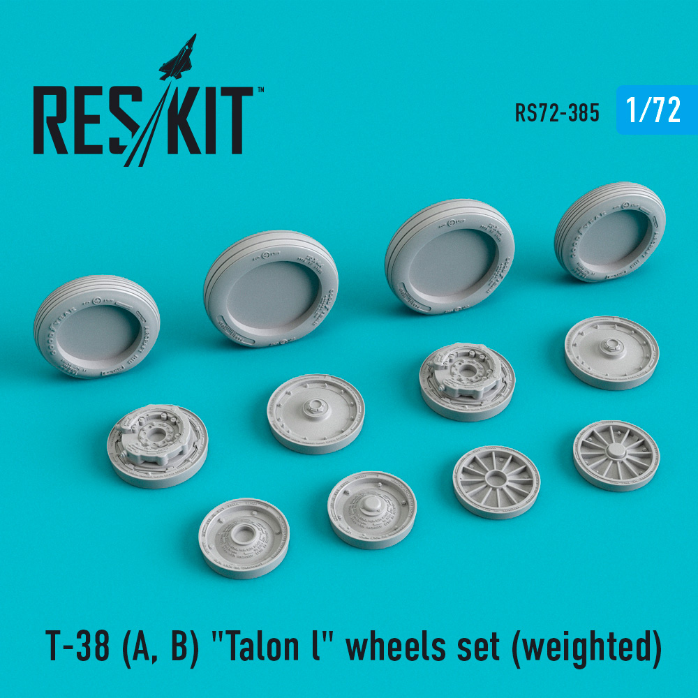 Additions (3D resin printing) 1/72 Northrop T-38A/T-38B) Talon l wheels set (weighted) (ResKit)