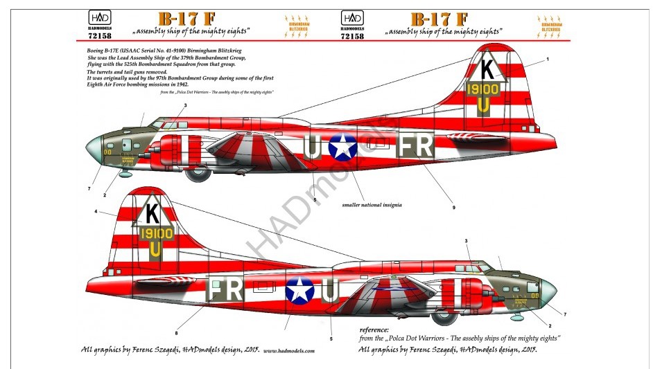 Decal 1/72  B-17E Birmingham Blitzkrieg (USAAC) (HAD)