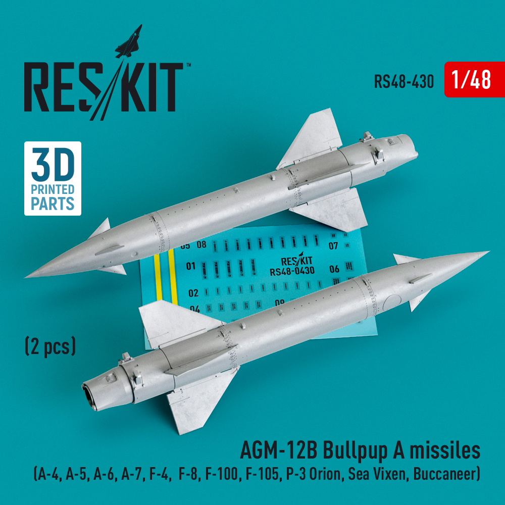 Additions (3D resin printing) 1/48 AGM-12B Bullpup A missiles (2 pcs) (ResKit)