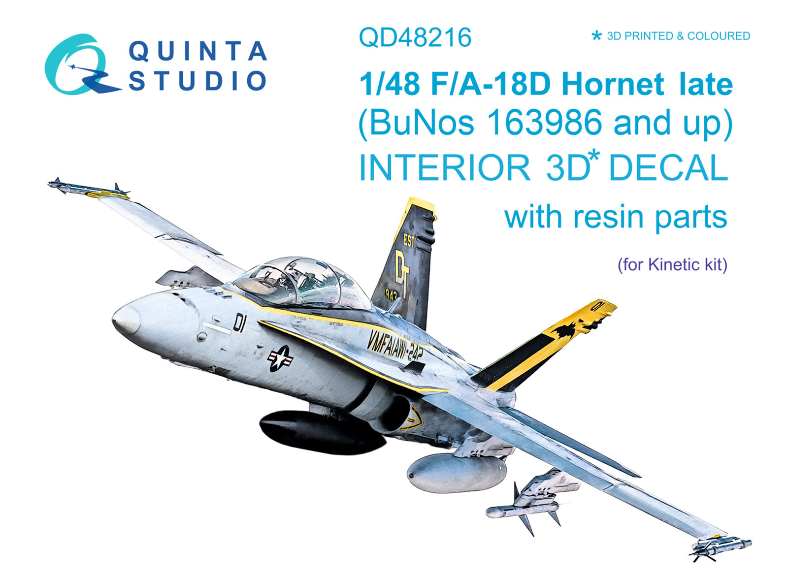 F/A-18D Late 3D-Printed & coloured Interior on decal paper with resin parts (Kinetic)
