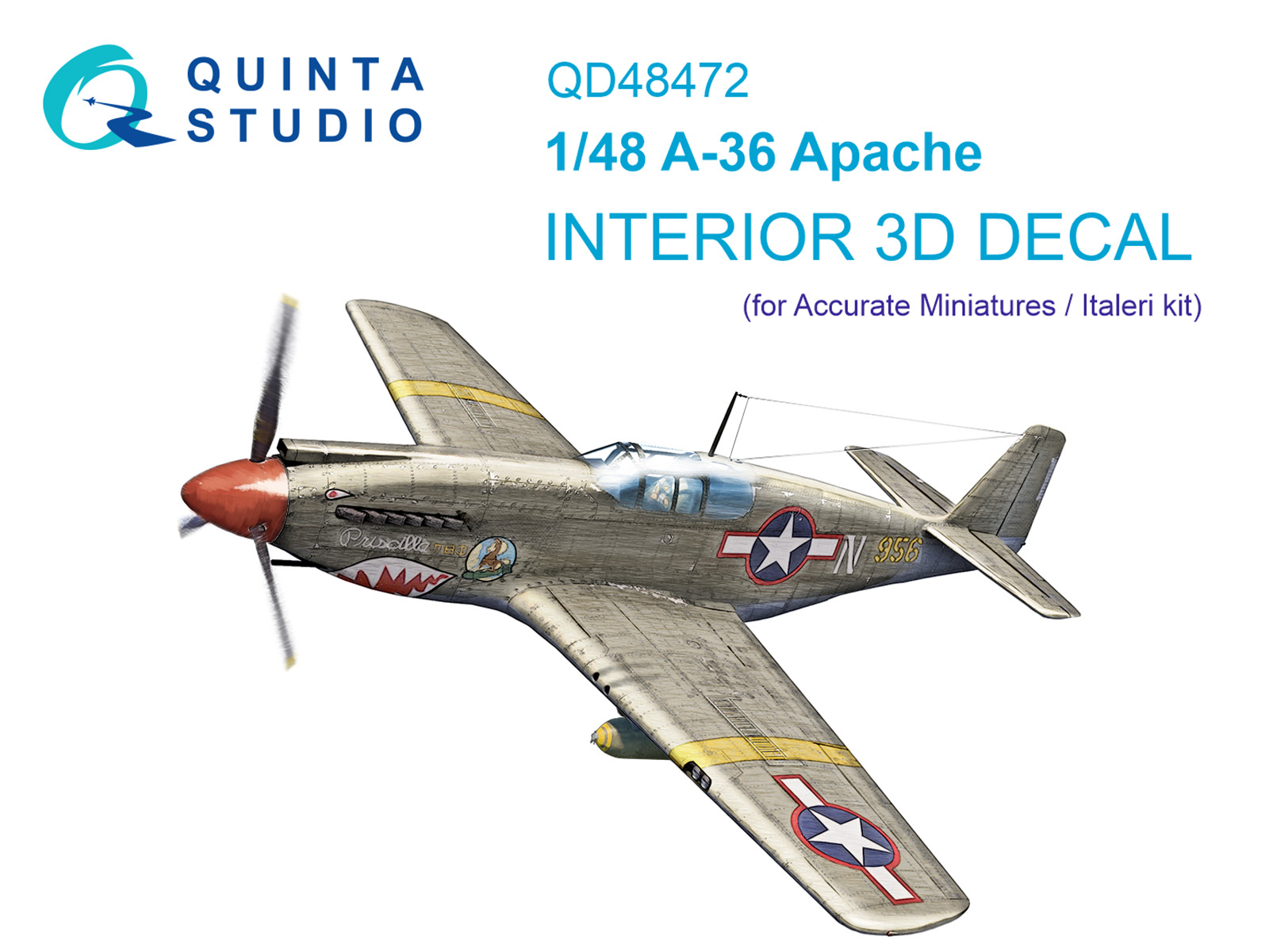 A-36 3D-Printed & coloured Interior on decal paper (Accurate Miniatures/Italeri)