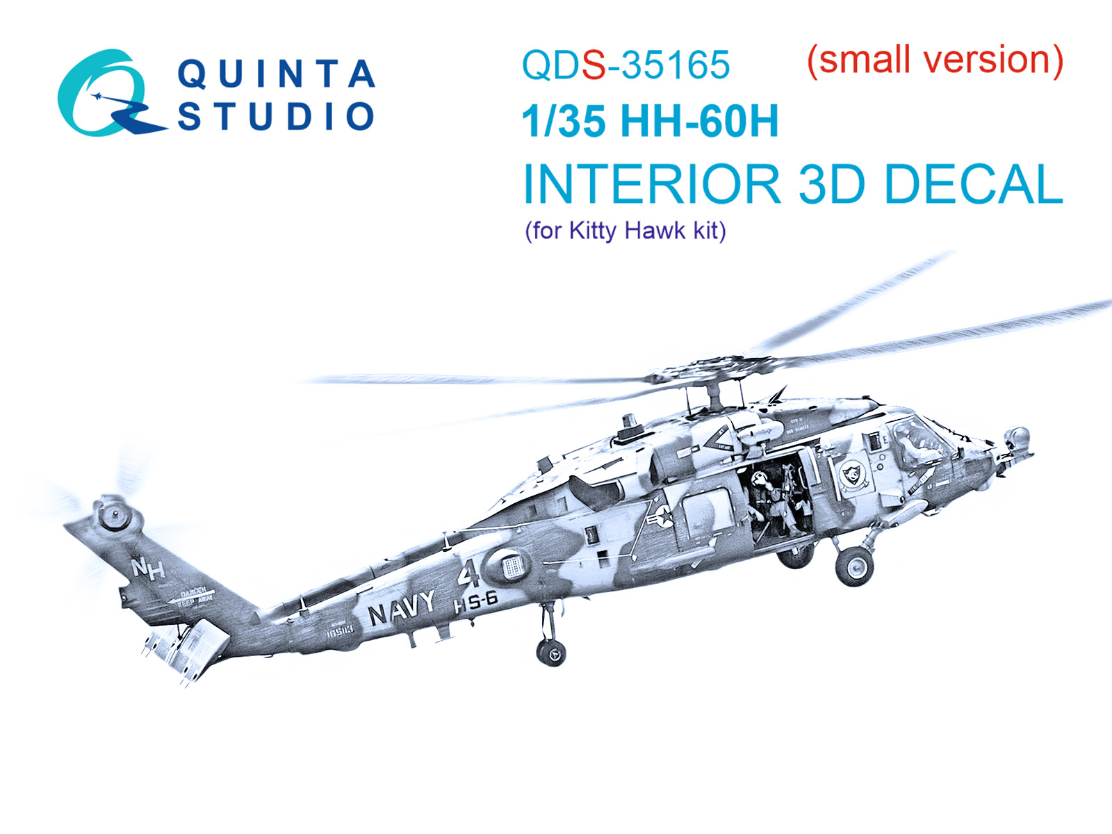 HH-60H Rescue Hawk 3D-Printed & coloured Interior on decal paper (Kitty Hawk) (Small version)