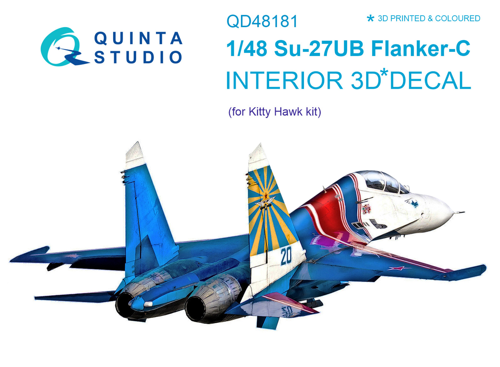 Su-27UB 3D-Printed & coloured Interior on decal paper (for KittyHawk kit)