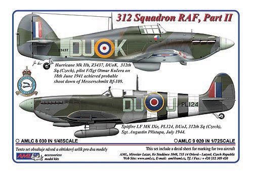 Decal 1/72 312 th Squadron RAF, Part II / 2 decal version (AML)