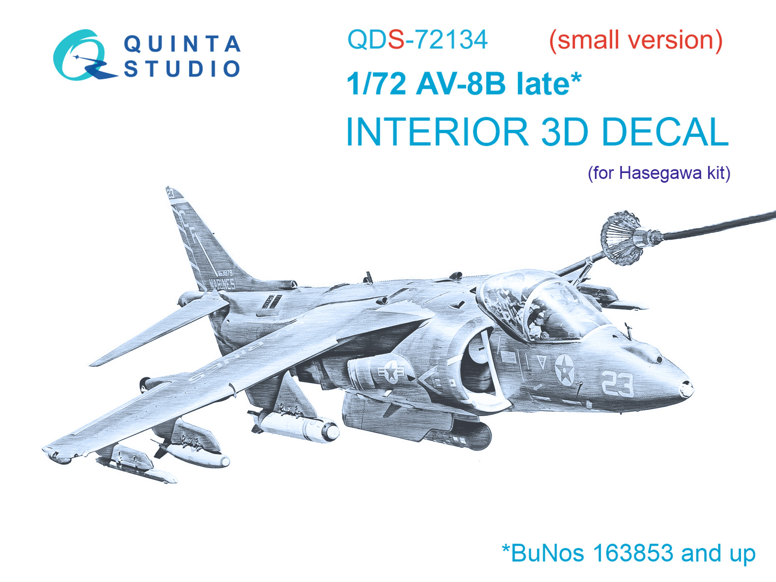 AV-8B late 3D-Printed & coloured Interior on decal paper (Hasegawa) (small version)