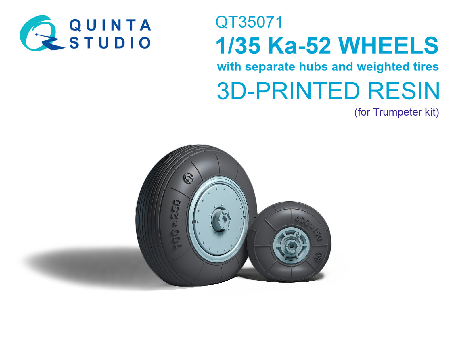 Ka-52 Wheels with separate hubs and weighted tires (Trumpeter)