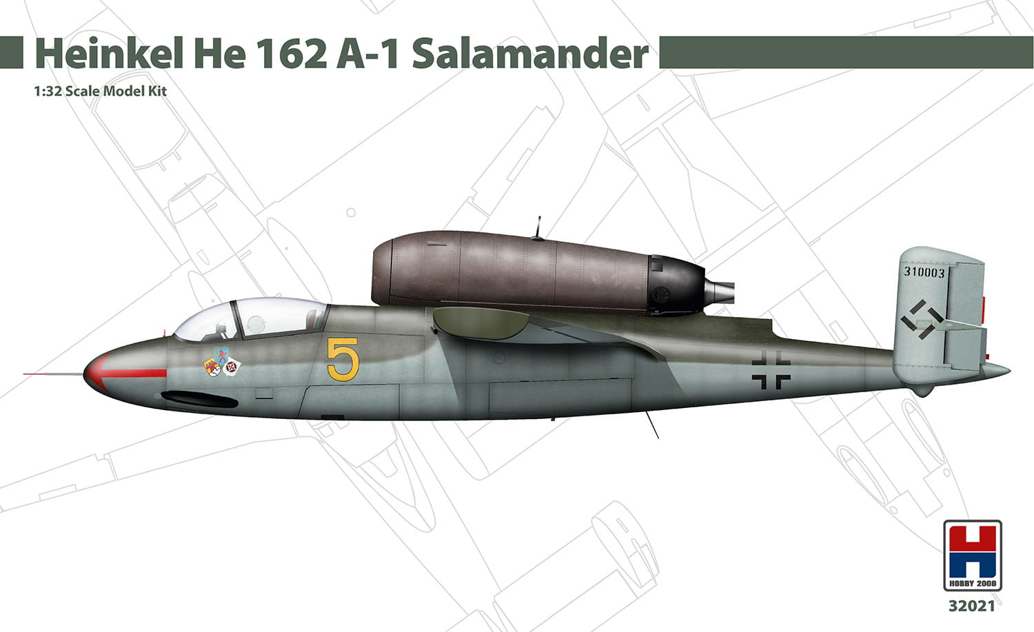 Model kit 1/32 Heinkel He-162A-1 Salamander (Hobby 2000) (damage box)