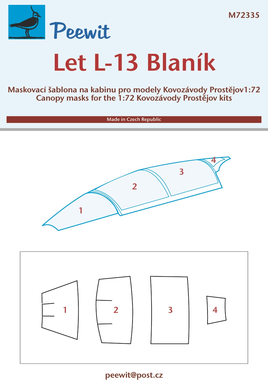 Let L-13 Blanik canopy frame paint mask (designed to be used with Kovozavody Prostejov kits