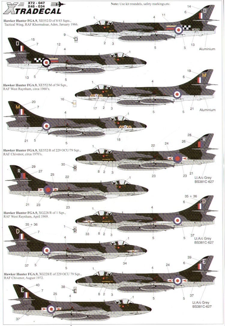 Decal 1/48 Hawker Hunter FGA.9/FR.10 (Xtradecal)