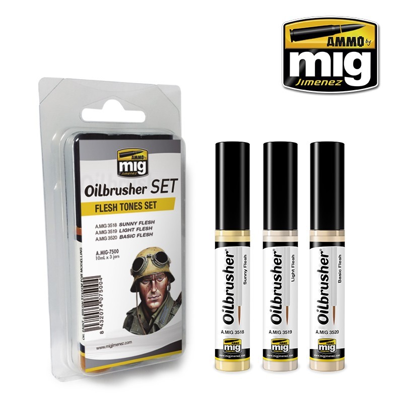 Flesh Tones OILBRUSHER SET (Ammo Mig) (3x10ml) 