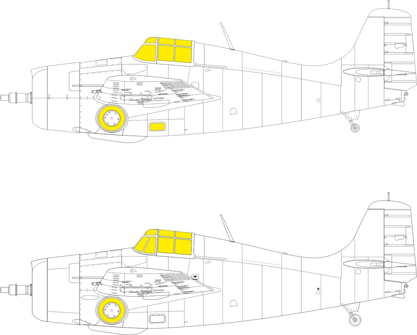 Paint Mask 1/48 Grumman F4F-3 Wildcat TFace canopy frame paint mask (inside & outside)(Eduard)