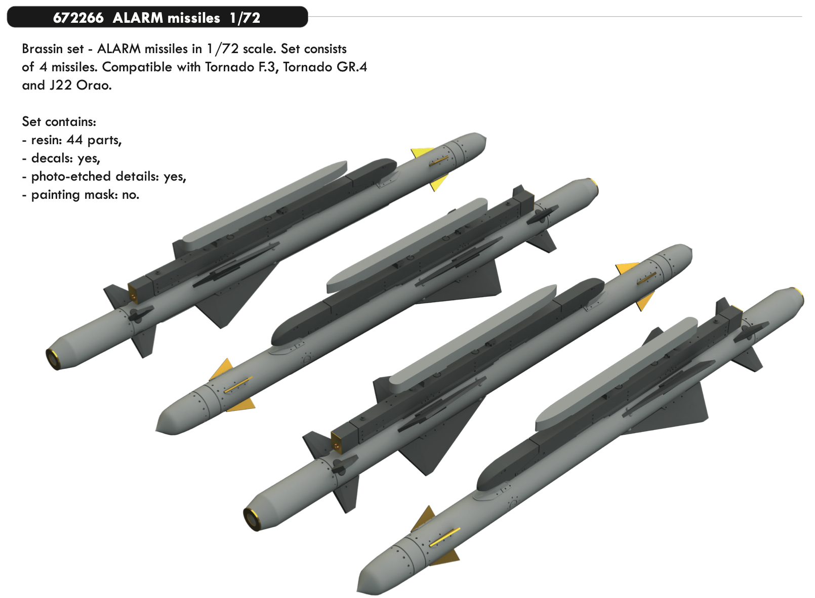 Additions (3D resin printing) 1/72 ALARM missiles
