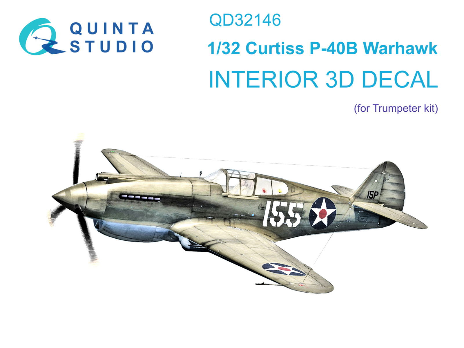 P-40B Warhawk 3D-Printed & coloured Interior on decal paper (Trumpeter)