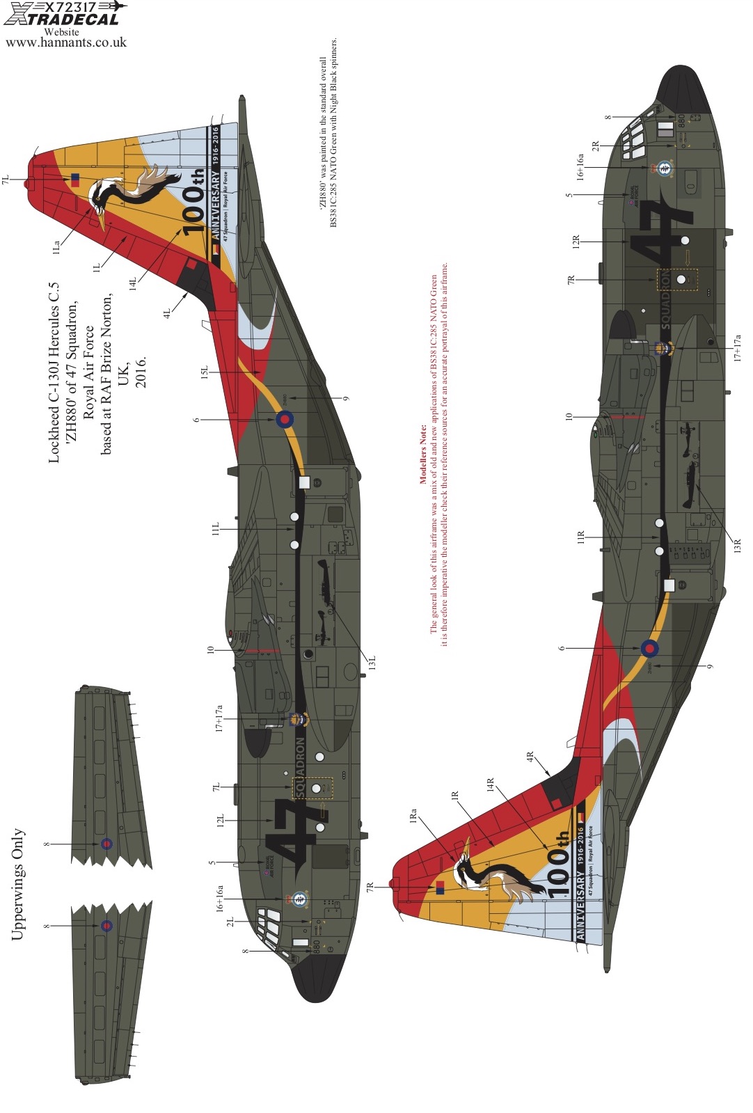 Decal 1/72 RAF Lockheed C-130J Hercules C.5 Special Schemes Pt2 (1) (Xtradecal)