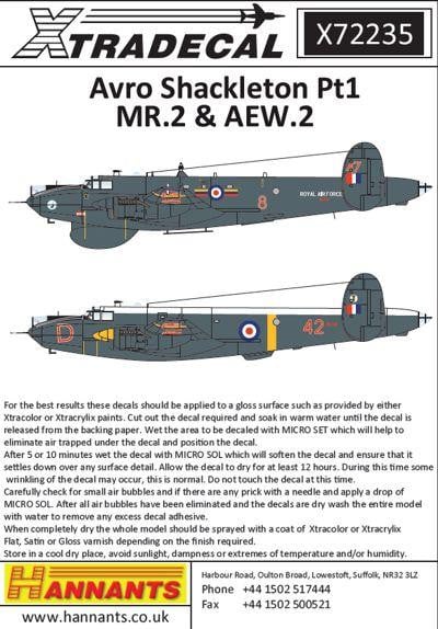 Decal 1/72 Avro Shackleton MR.2/AEW.2 Pt 1 (4) (Xtradecal)