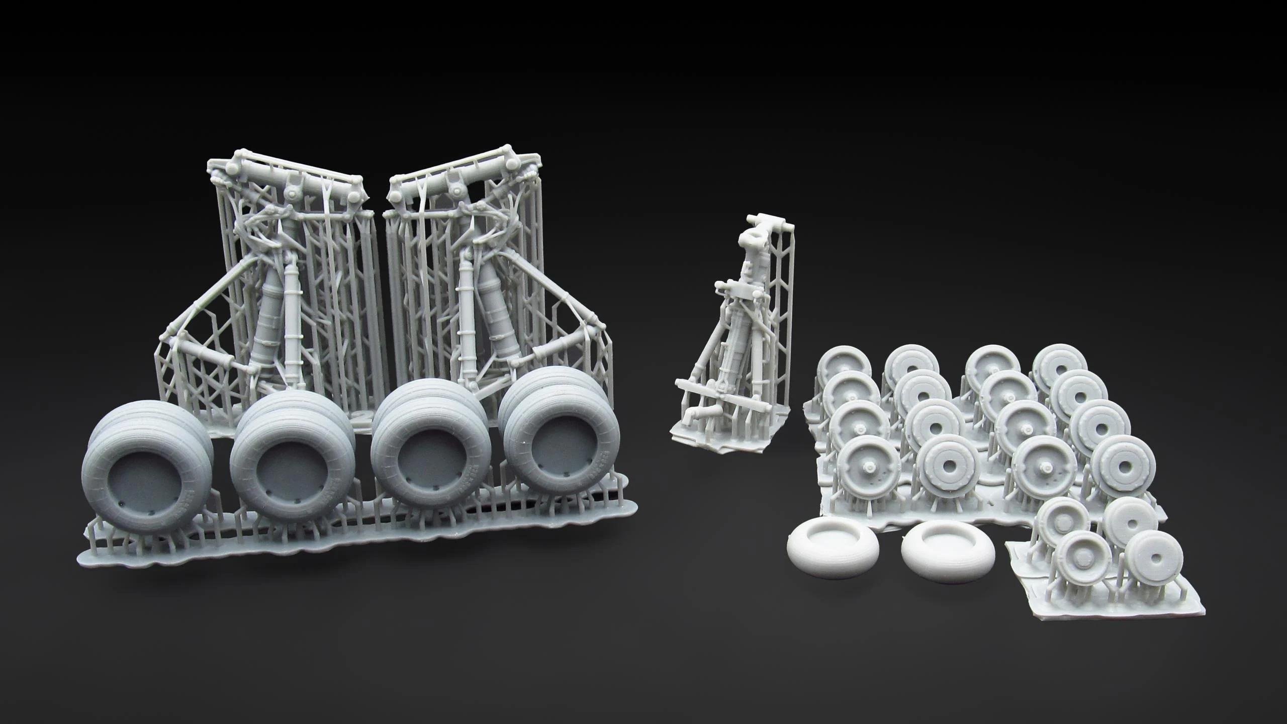 Additions (3D resin printing) 1/72 Ilyushin IL-18, Il-20, Il-22, Il-38 Landing gears with wheels (designed to be used with A-Model kits)
