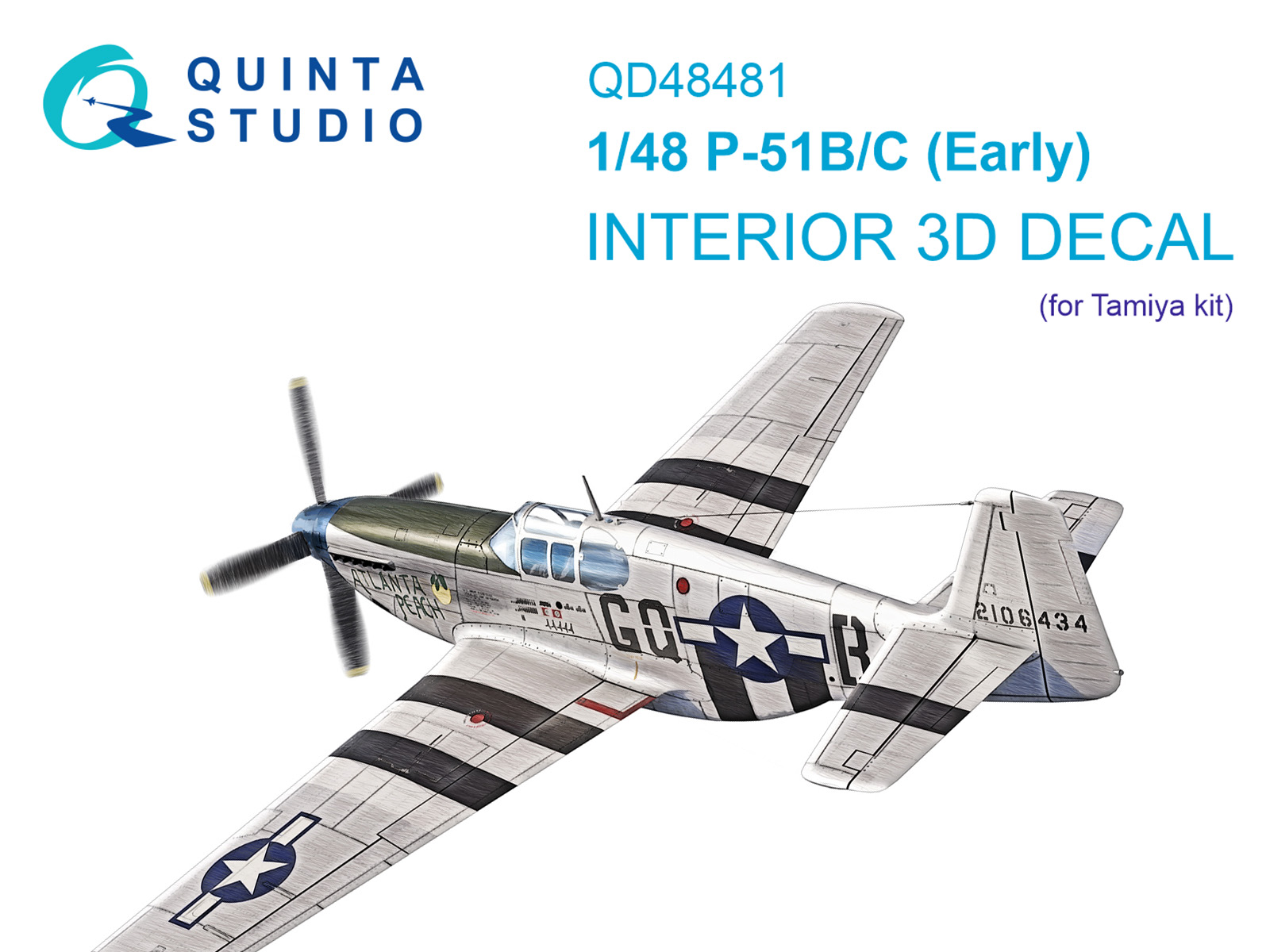 P-51B/C (Early) 3D-Printed & coloured Interior on decal paper (Tamiya)