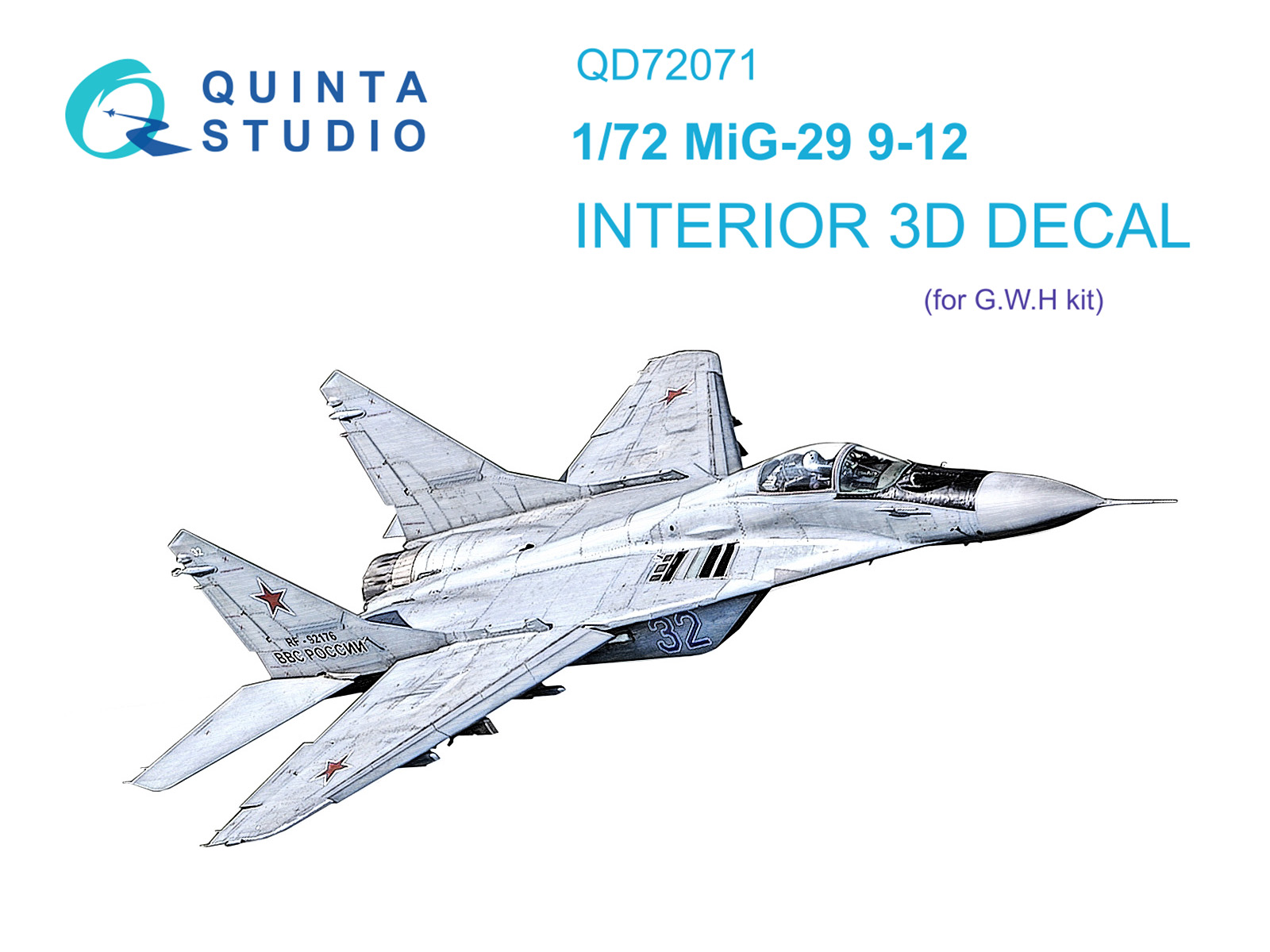 MiG-29 9-12 3D-Printed & coloured Interior on decal paper (GWH)