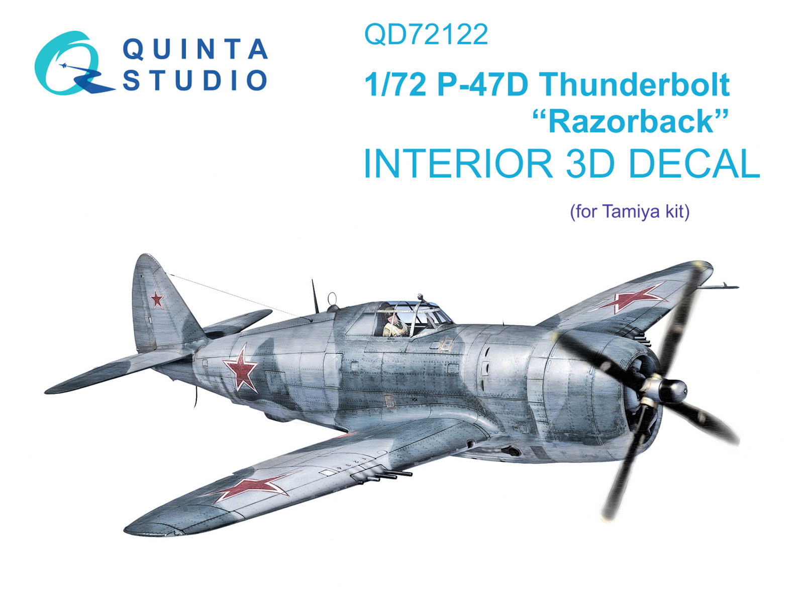 P-47D Thunderbolt Razorback 3D-Printed & coloured Interior on decal paper (Tamiya)