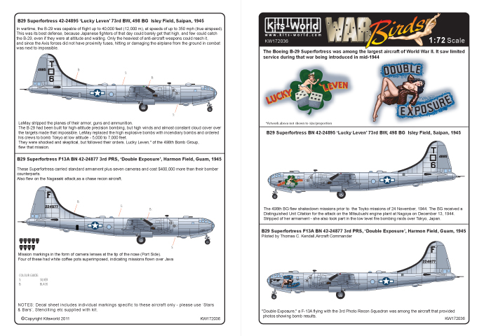 Decal 1/72 Boeing B-29A Superfortress (2) (Kits-World)