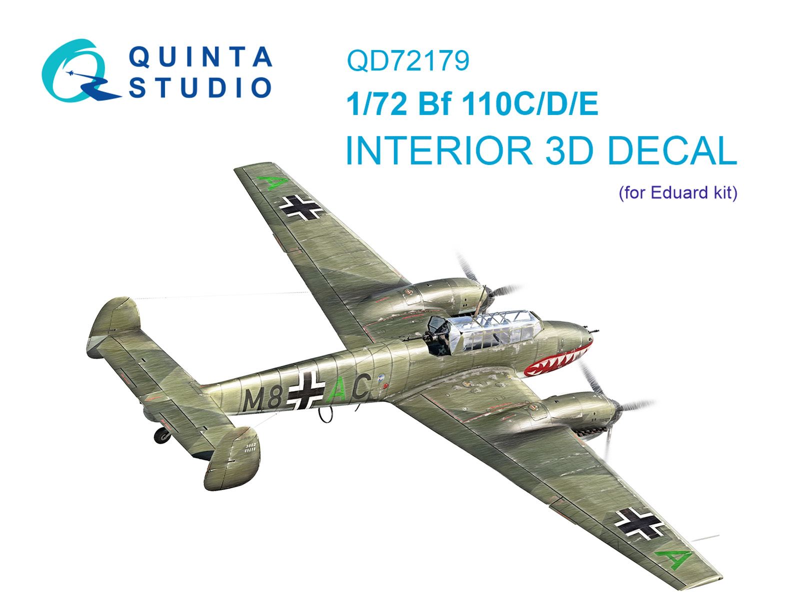 Bf 110C/D/E 3D-Printed & coloured Interior on decal paper (Eduard)