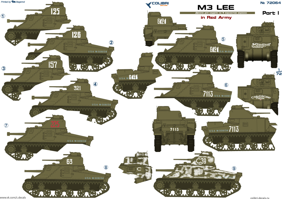 Decal 1/72 M3 Lee in Red Army Part I (Colibri Decals)