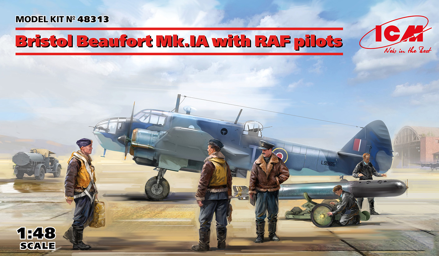 Model kit 1/48 Bristol Beaufort Mk.IA with RAF pilots (ICM)