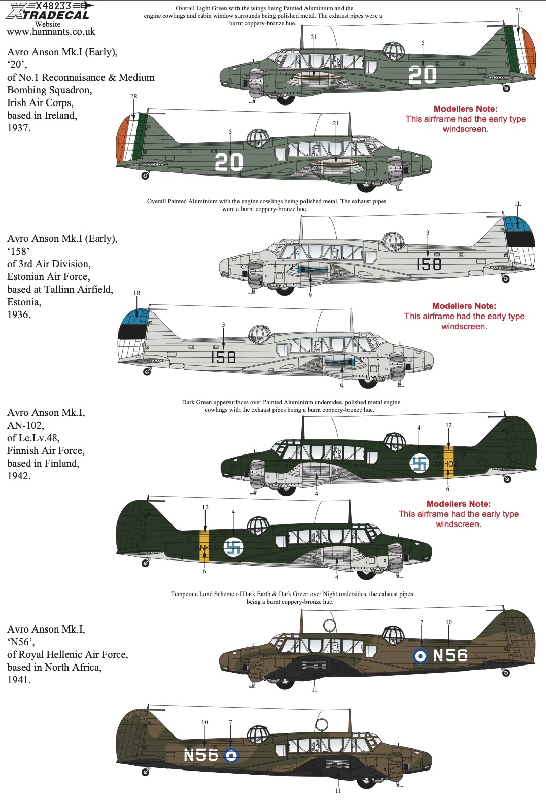 Decal 1/48 Avro Anson Mk.I Part 3 (6) (Xtradecal)