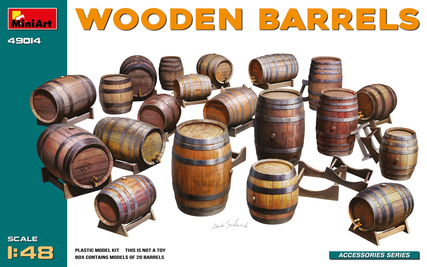Diorama bases 1/48 Wooden Barrels (20 pcs., incl. decals) (MiniArt) 