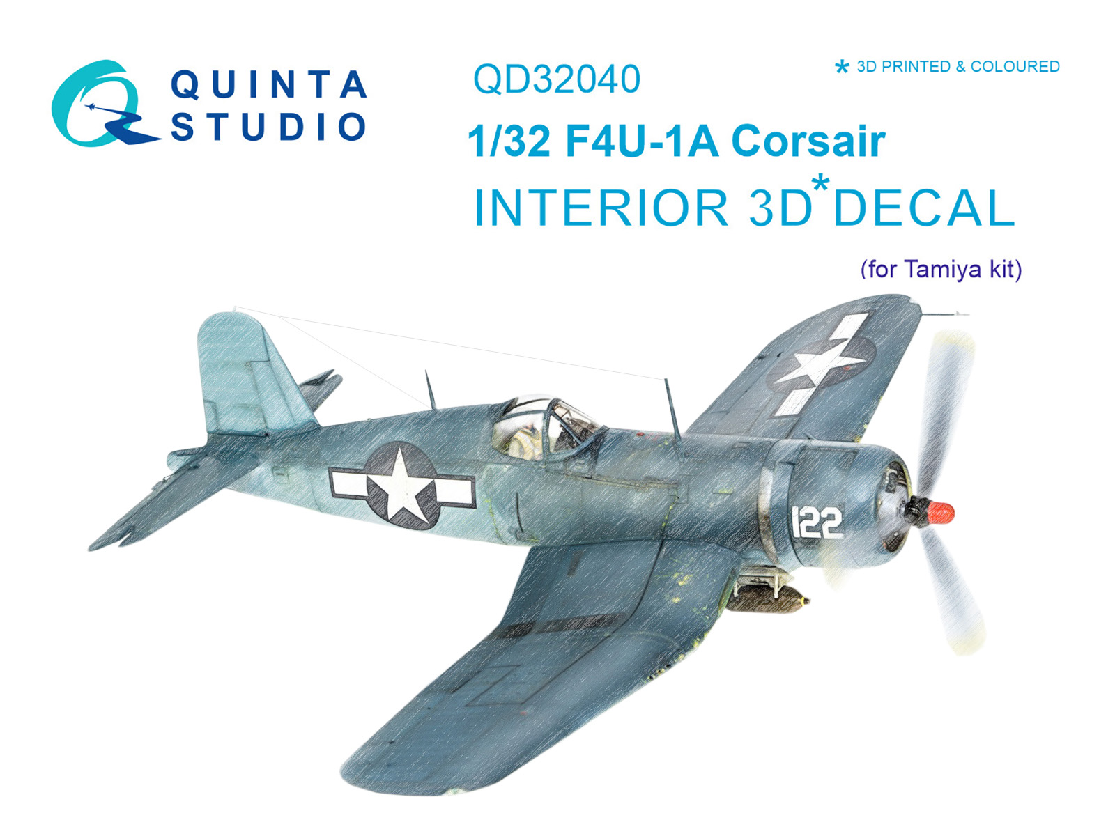 F4U-1A Corsair 3D-Printed & coloured Interior on decal paper (for Tamiya  kit)