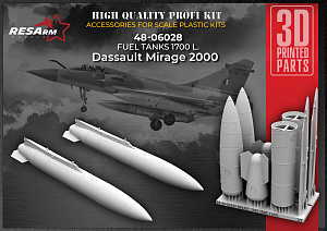 Additions (3D resin printing) 1/48 Mirage 2000 fuel tanks with a capacity of 1700 liters (RESArm)