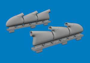Additions (3D resin printing) 1/72 Supermarine Spitfire Mk.V three-stacks exhaust rounded 3D-Printed 1/72 (designed to be used with Eduard kits)