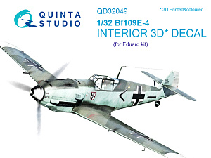 3D Декаль интерьера кабины Bf 109E-4 (для модели Eduard)