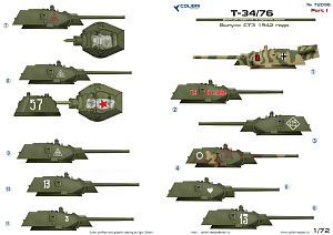 Decal 1/72 Т-34/76 factory STZ mod. 1942 (Part I) (Colibri Decals)