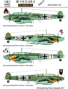 Decal 1/72  Bf 110 D-3/E-2 'AFRIKA'  Part 2 (HAD)