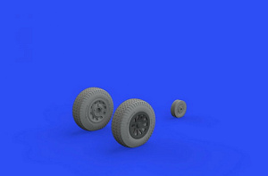 Additions (3D resin printing) 1/48  North-American P-51D Mustang wheels with weighted tyre effect rhomboid treat (designed to be used with Eduard kits)