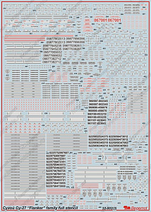 Decal 1/32 Sukhoi Su-27 Flanker family. Full Stencil Data includes over 560 different items (Begemot)