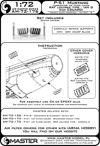 Aircraft detailing sets (resin) 1/72 P-51 Mustang - carburator air filter cover - RAF louvred type - version B (Eduard)