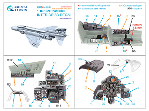 F-4N Phantom II 3D-Printed & coloured Interior on decal paper (Academy) (Small version) (with 3D-printed resin parts)