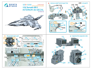 Tornado Gr.1 3D-Printed & coloured Interior on decal paper (Italeri) (Small version)(with 3D-printed resin parts)