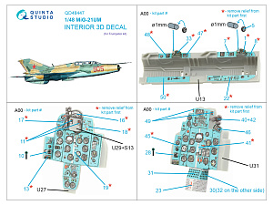 MiG-21UM 3D-Printed & coloured Interior on decal paper (Trumpeter)